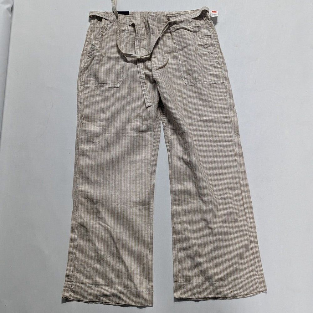 Gap NWT Size 16 Wide Leg Mid Rise tan and cream pants with belt